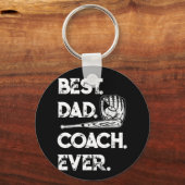 Beste pap Coach op Baseball Fathers Dag Sleutelhanger (Voorkant)