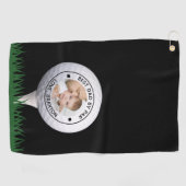 Beste pap door par foto gepersonaliseerd golfhanddoek (Horizontaal)