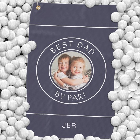 Beste Pap Door Par Golfer Foto Gift Schattige Blau Golfhanddoek