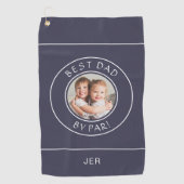 Beste Pap Door Par Golfer Foto Gift Schattige Blau Golfhanddoek (Voorkant)
