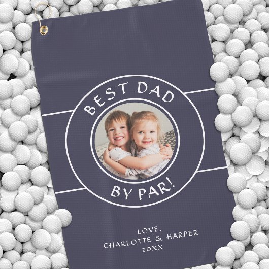 Beste Pap Door Par Golfer Foto Leuk Gift Blauw Cus Golfhanddoek