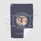 Beste Pap Door Par Golfer Foto Leuk Gift Blauw Cus Golfhanddoek (Insitu)