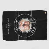 Beste Pap Door Par Golfer Foto Leuk Gift Zwart Wit Golfhanddoek (Horizontaal)