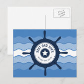 Beste pap Ever Blue Shield Wheel and Waves Briefkaart (Voorkant / Achterkant)