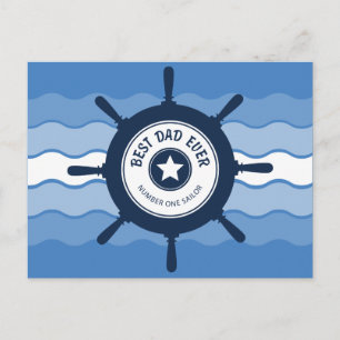 Beste pap Ever Blue Shield Wheel and Waves Briefkaart