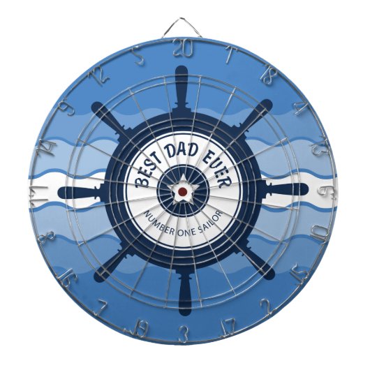 Beste pap Ever Blue Shield Wheel and Waves Dartbord (Voorkant)
