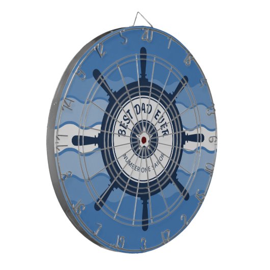 Beste pap Ever Blue Shield Wheel and Waves Dartbord (Voorkant Links)