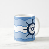 Beste pap Ever Blue Shield Wheel and Waves Koffiemok (Voorkant rechts)