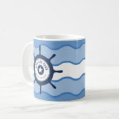 Beste pap Ever Blue Shield Wheel and Waves Koffiemok (Voorkant links)