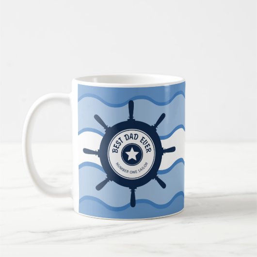 Beste pap Ever Blue Shield Wheel and Waves Koffiemok (Links)