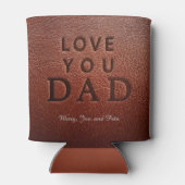 Beste pap Ever bruin leder 3 fotocollage Blikjeskoeler (Achterkant)