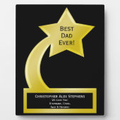 Beste pap Ever Custom Award Plaque, Gold Star Fotoplaat (Voorkant)