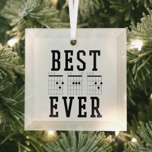 Beste pap Ever Guitar Chords | Vaderdag Cadeau Glas Ornament (Insitu)