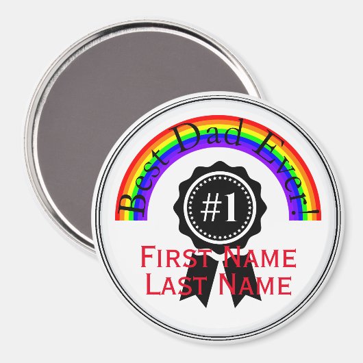 Beste pap Ever Rainbow Magnet HAMbWG (Voorkant / Achterkant)