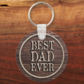 Beste pap Ever Rustic Burlap & Wood Sleutelhanger (Voorkant)