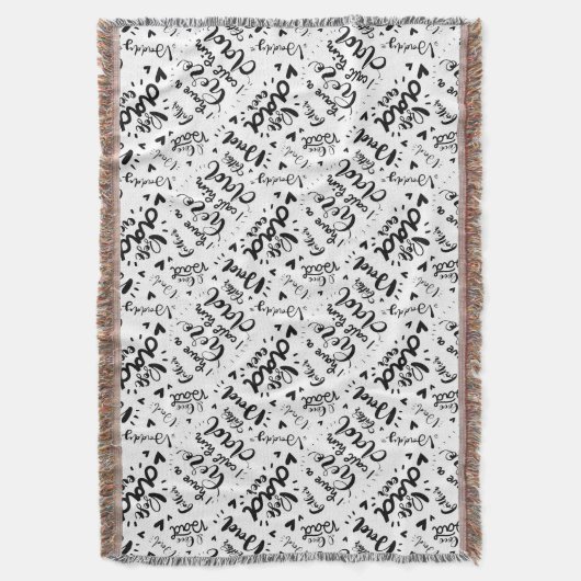 Beste pap in Word Art Black White Vaderdag Deken (Voorkant Verticaal)