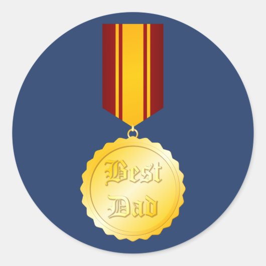 Beste Pap Medaille Broche Vaderdag Ronde Sticker (Voorkant)