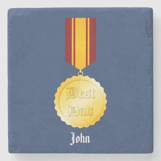 Beste Pap Medaille Broche Vaderdag Stenen Onderzetter (Voorkant)
