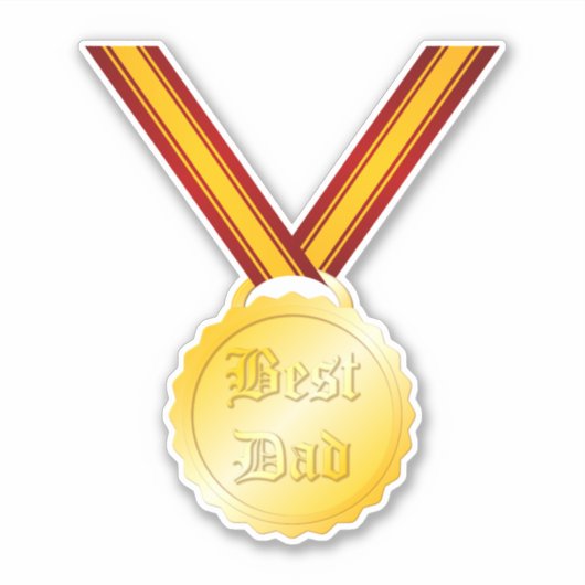 Beste Pap Medaille Vaderdag Sticker (Voorkant)