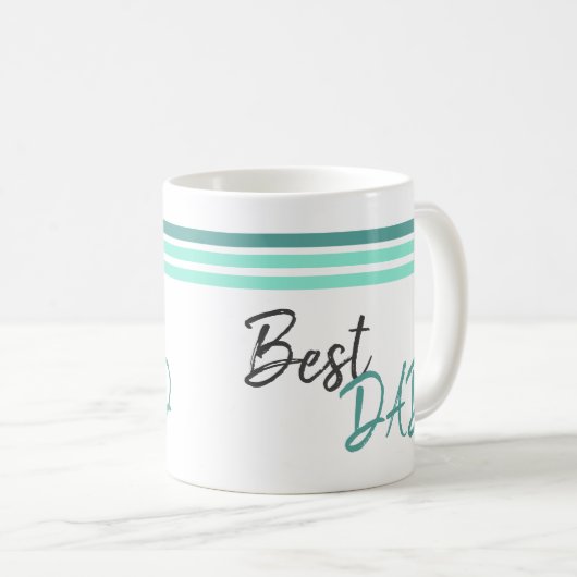 Beste pap Modern Turquoise Script Father Day Koffiemok (Voorkant rechts)