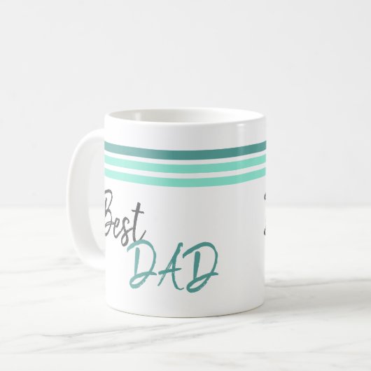 Beste pap Modern Turquoise Script Father Day Koffiemok (Voorkant links)