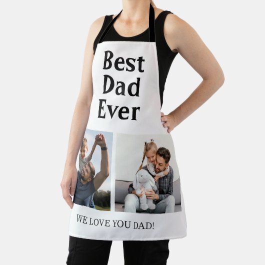 Beste pap ooit 2 Foto Collage Vaderdag Gift Schort (Insitu)