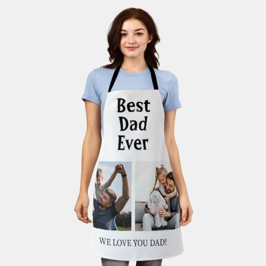 Beste pap ooit 2 Foto Collage Vaderdag Gift Schort (Gedragen)