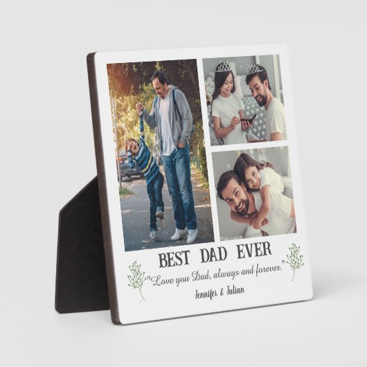 Beste Pap ooit 3 fotocollage vaderdag wit Fotoplaat (Voorkant)