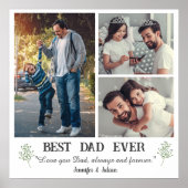 Beste Pap ooit 3 fotocollage vaderdag wit Poster (Voorkant)