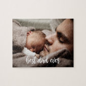 Beste pap ooit aangepast foto modern wit script legpuzzel (Horizontaal)