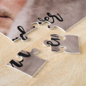 Beste pap ooit aangepast foto modern zwart script legpuzzel (Zijkant)