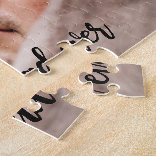 Beste pap ooit aangepast foto modern zwart script legpuzzel (Zijkant)