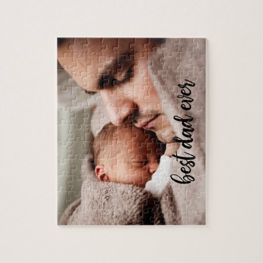 Beste pap ooit aangepast foto modern zwart script legpuzzel (Verticaal)