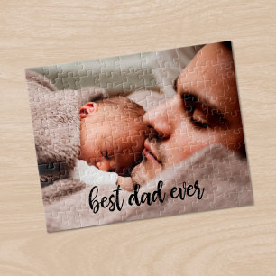 Beste pap ooit aangepast foto modern zwart script legpuzzel