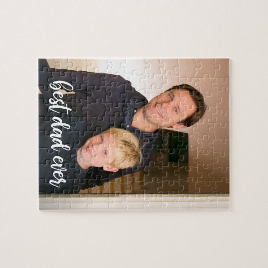 Beste pap ooit aangepast verticaal fotoscript legpuzzel (Horizontaal)