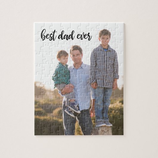 Beste pap ooit aangepast zwart fotoscript legpuzzel (Verticaal)