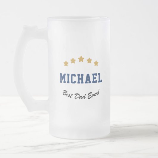 Beste pap ooit aangepaste tekst Gold sterren op ma Matglas Bierpul (Links)