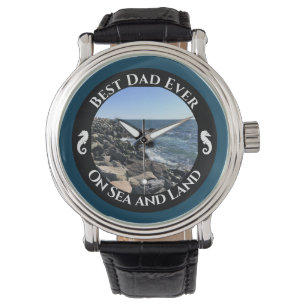 Beste pap ooit blauwe Atlantische Oceaan Rocky Sea Horloge