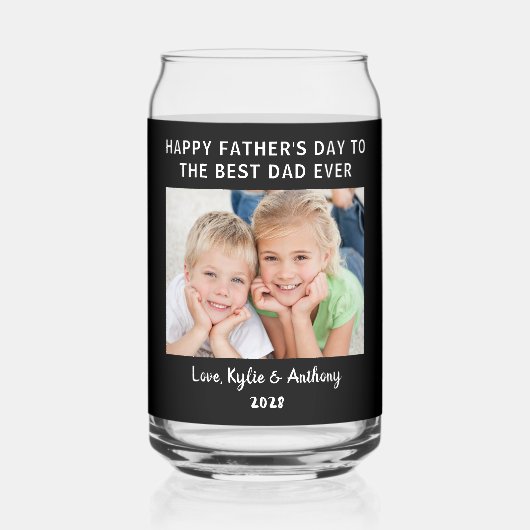 Beste pap ooit foto zwart Vaderdag Blikvorm Glas (Voorkant)