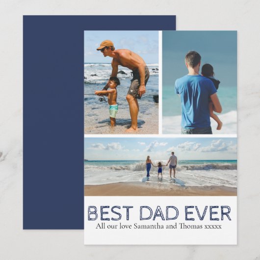 Beste pap ooit fotocollage Cool text Feestdagenkaart (Voorkant / Achterkant)