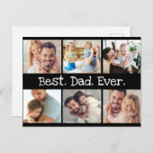 Beste pap ooit fotocollage vaders dag in zwart briefkaart (Voorkant / Achterkant)