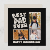 Beste pap ooit Funky Typografie 3 Foto Black Feestdagenkaart (Voorkant / Achterkant)