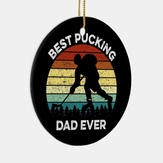 Beste pap ooit grappige vaders Dag Hockey Keramisch Ornament (Rechts)