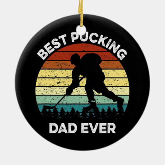 Beste pap ooit grappige vaders Dag Hockey Keramisch Ornament (Achterkant)