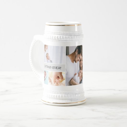 Beste pap ooit multiple Photo Collage Vaderdag Bierpul (Voorkant links)