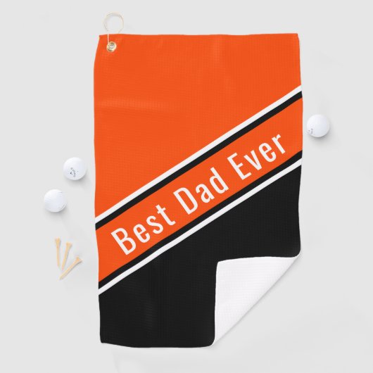 Beste pap ooit Oranje zwart diagonaal streep Golfhanddoek (Insitu)