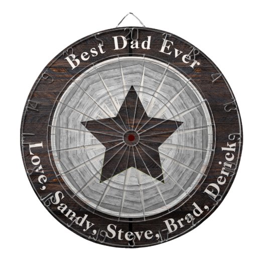 Beste pap ooit roustige houttoonnaam dartbord (Voorkant)