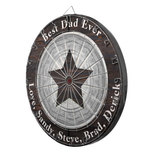 Beste pap ooit roustige houttoonnaam dartbord (Voorkant Rechts)