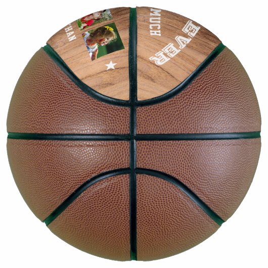 Beste pap ooit Rustic Wood 5 Foto Collage Basketbal (Rechts)