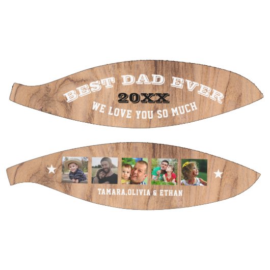 Beste pap ooit Rustic Wood 5 Foto Collage Basketbal (Panelen)